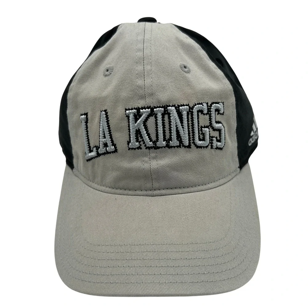 Adidas LA Kings NHL Hat Grey Black Sandblasted Slouch Adjustable Cap NEW